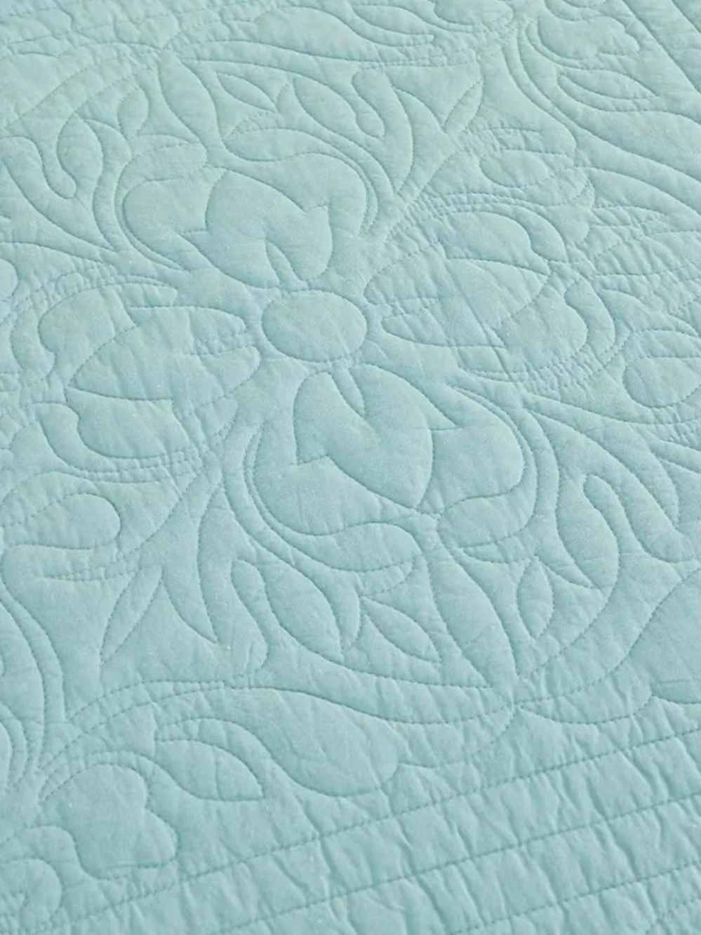 All Cotton Luxury Quilted Pillow Shams in Light Aqua 26 X 26 Set Of 2